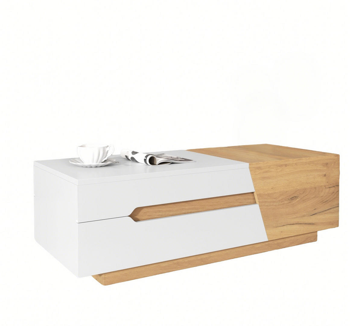 COUCHTISCH 120/50/37,5 cm in Farbblockstruktur mit Schubladen - Naturfarben, Holzwerkstoff (120/50/37.5cm) - OKWISH