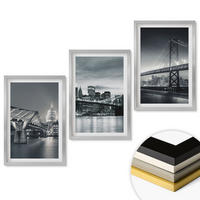 WANDBILDER 3er Set - 40x60 cm Silberner Rahmen - Brücken, Stadtarchitektur, Grau - Silberfarben, Kunststoff (40/60cm) - ArtPrintCave