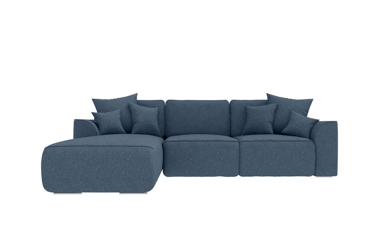 ECKSOFA GUSTO Strukturstoff Dunkelblau Links inkl. Schlaffunktion - Chromfarben/Dunkelblau, Kunststoff/Textil (194/295cm) - 99rooms