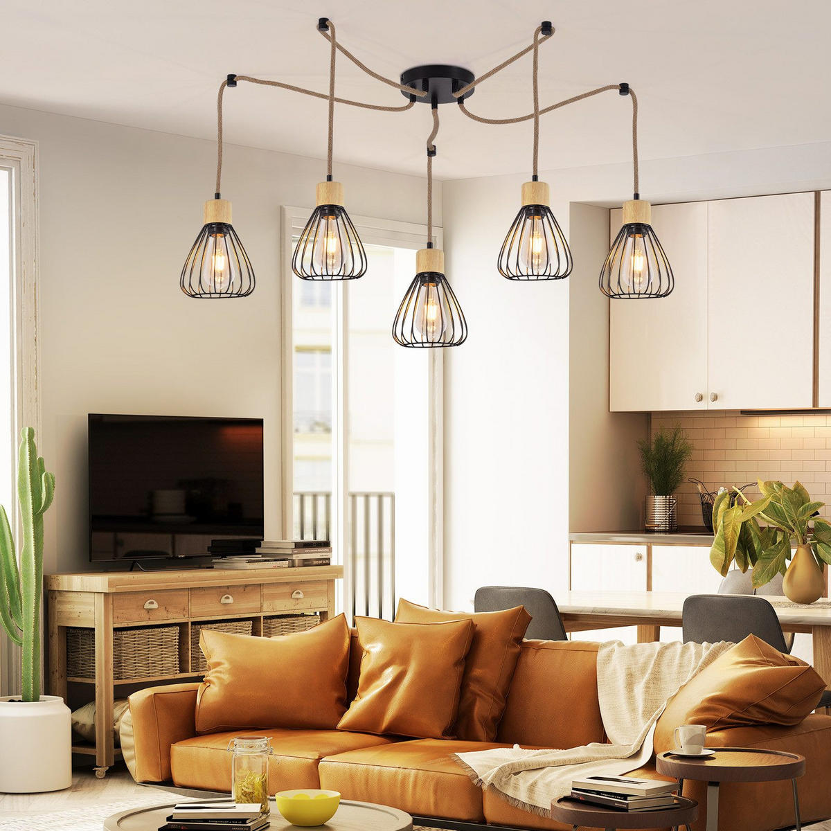 HÄNGELEUCHTE Sylnf 15/142/55 cm - Eiche Artisan, Metall (55/15/142cm) - ZMH