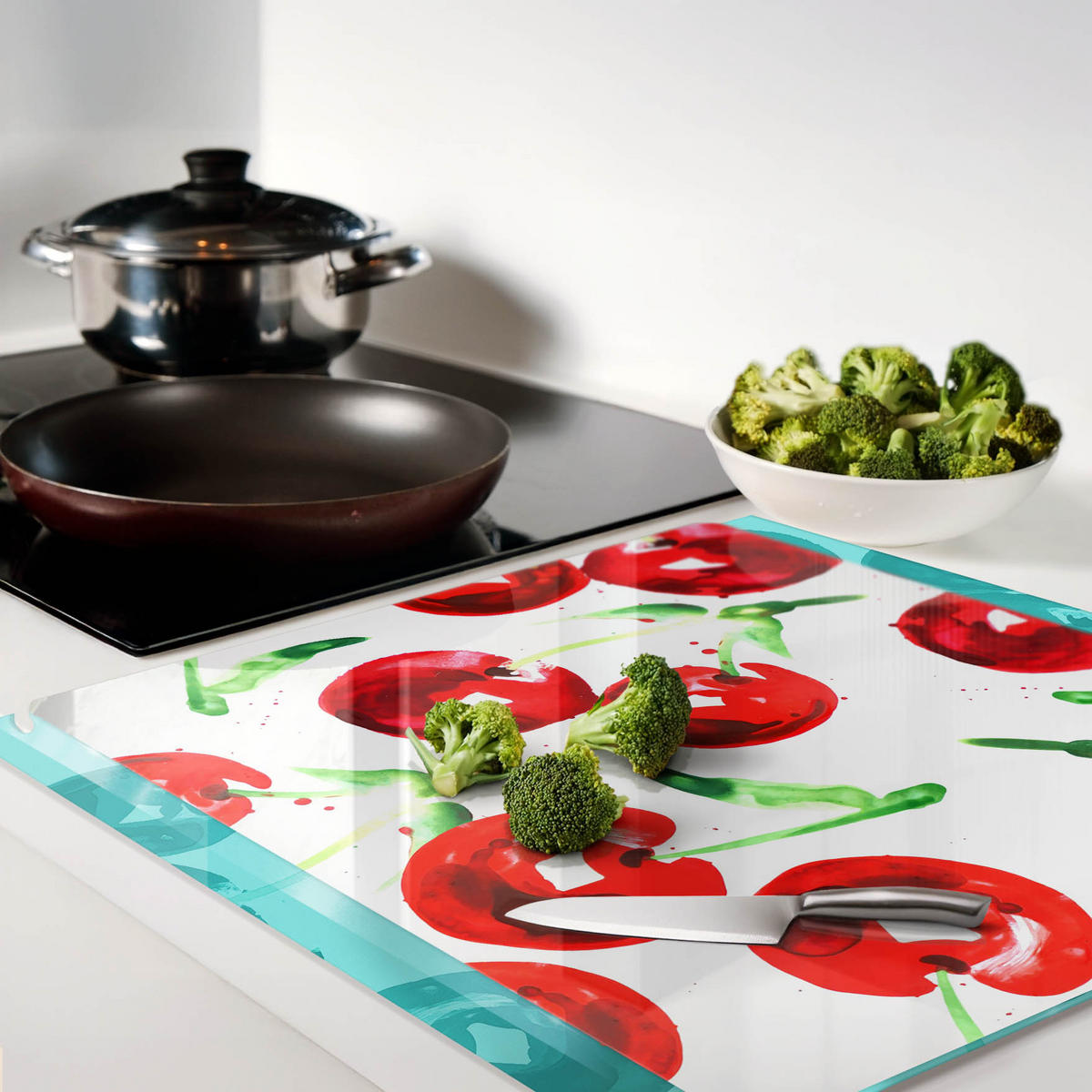 GLASPLATTE 60x52 cm Kirschen - Rot, Glas (60/0.4/52cm) - TULUP