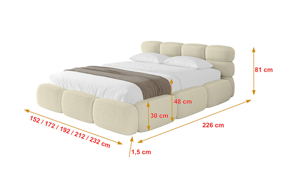 POLSTERBETT mit Bettkasten und Lattenrost, Boxbett ohne Matratze - NOMA 120x200 Beige - Beige, Holzwerkstoff/Textil (120/200cm) - ALTDECOR