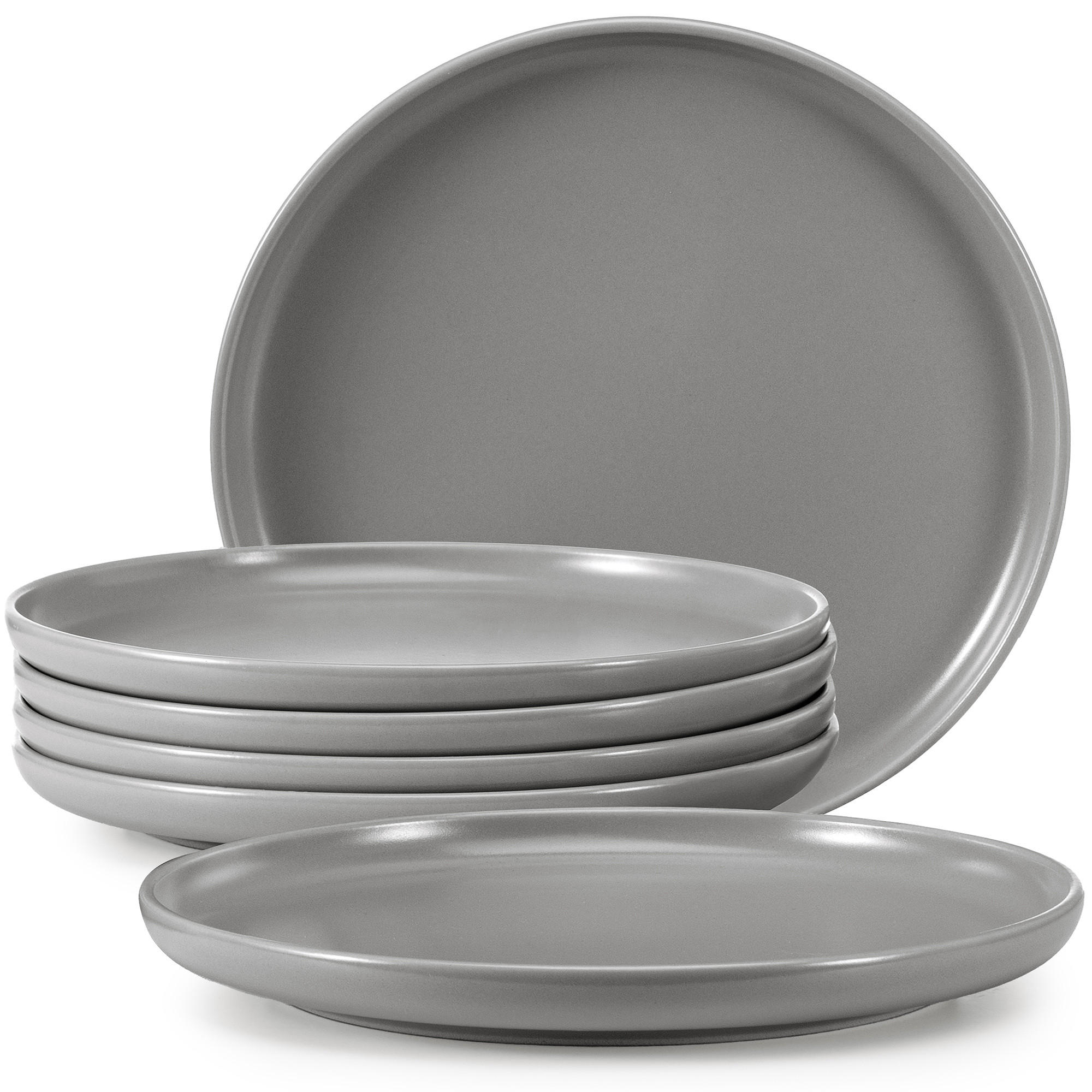 TELLER-SET VICTO 6-tlg Speiseteller, matt grau - Grau, Keramik (27cm) - KONSIMO®