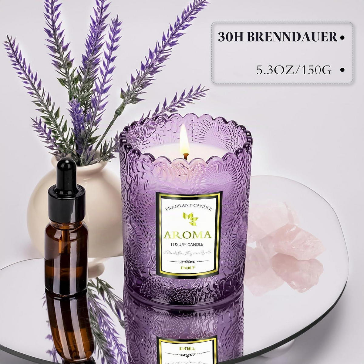 DUFTKERZE im Glas Lavendel 150g - Lila, Paraffin (9cm)