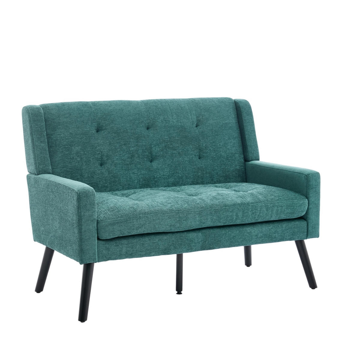 KLUPA od tkanine, 2-sjed, retro zelena, izgled lana,75/119/88 cm - šumsko zelena, tekstil (75/88/120cm) - BEAOK