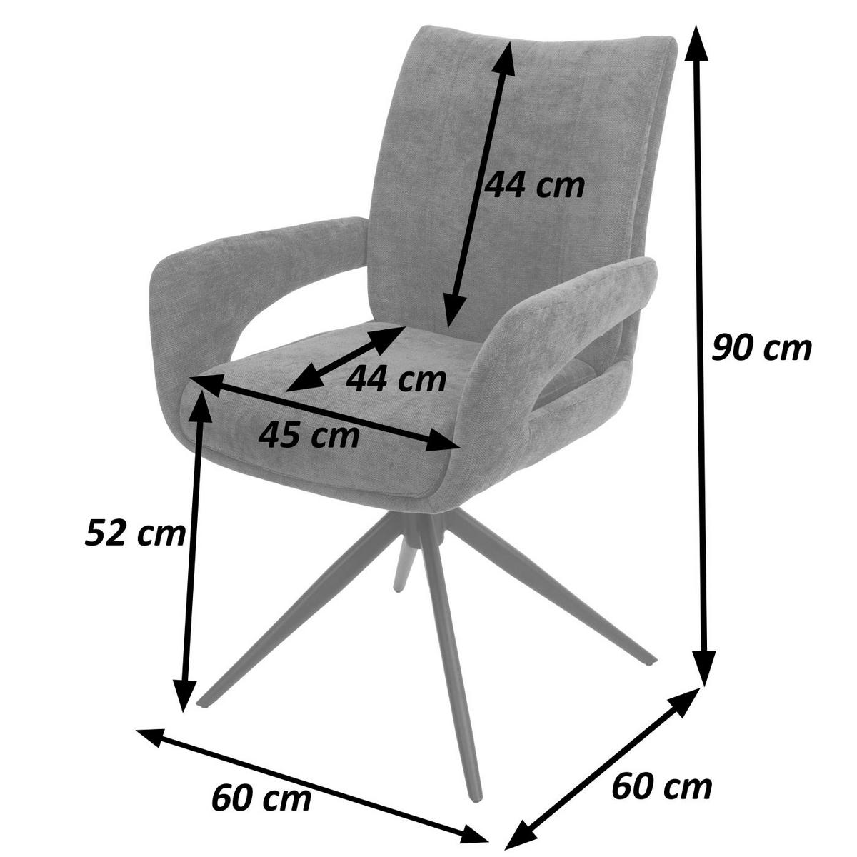 JEDÁLENSKÁ stolička Šedá, sada 6 ks - sivá/tmavosivá, textil (60/90/60cm) - MCW