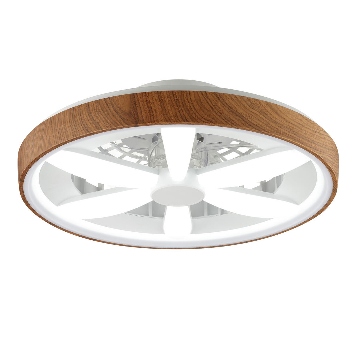 LED DECKENLEUCHTE Gaiano Weiß/Holz 48/48/16 cm - Multicolor, Metall (48/48/16cm) - Brilliant