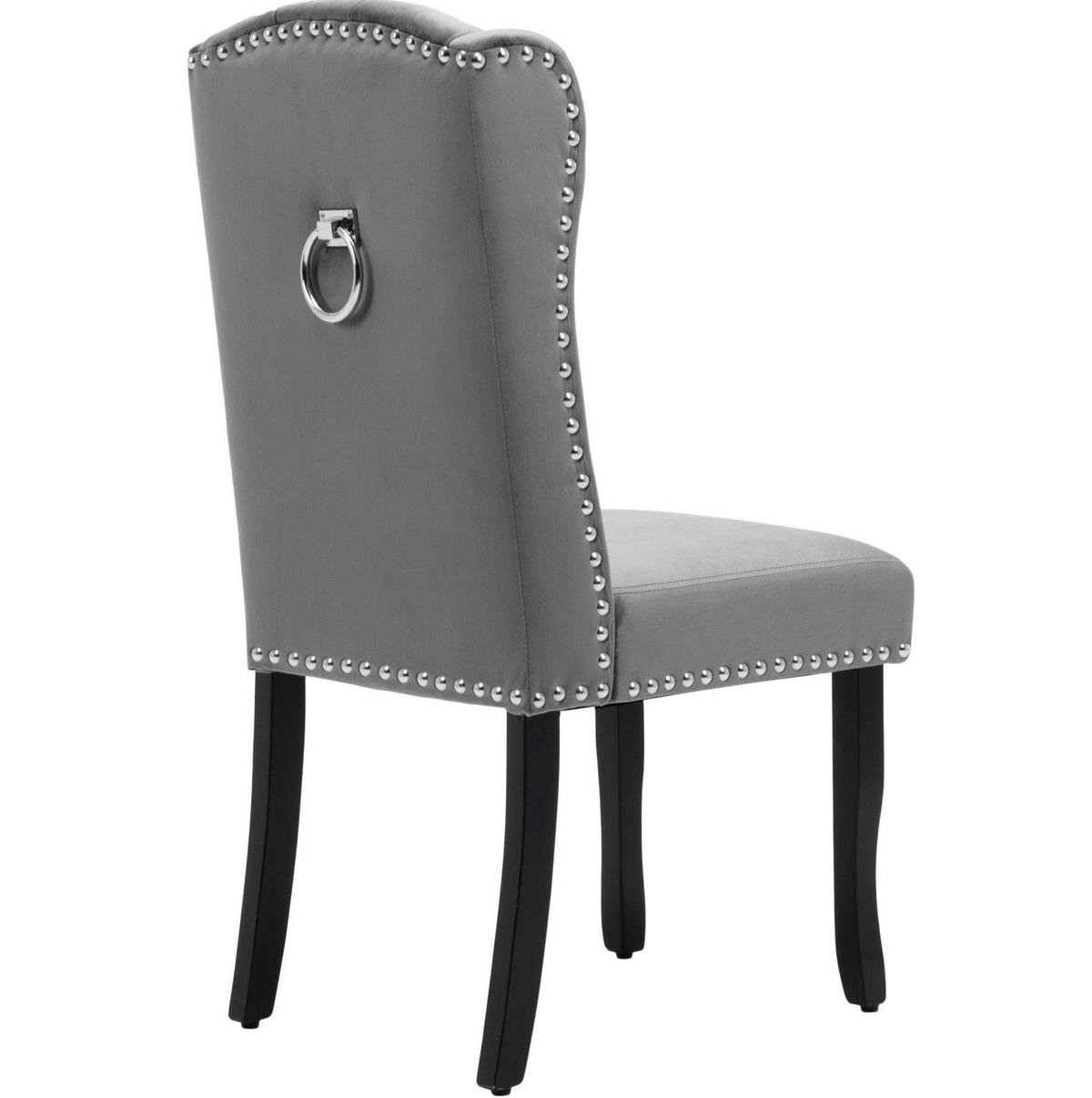 ESSZIMMERSTUHL 2er-Set Samt Grau mit Eichenbeinen - Grau, Holz (45/100/61cm) - Meubliv