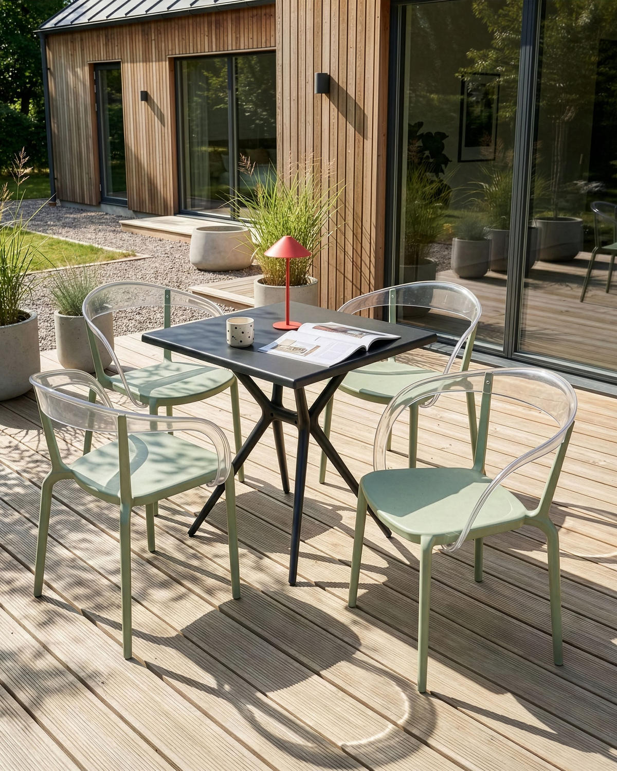 GARTENSTUHL 4er-Set stapelbar Hellgrün Malevizi - Hellgrün, Kunststoff (45/77/45cm) - Beliani