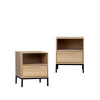 NACHTTISCH MIT 1 SCHUBLADE Remi Natürlich 45 cm x 55 cm 2er-Set - Naturfarben, Holzwerkstoff (45/55/40cm) - Klast Home