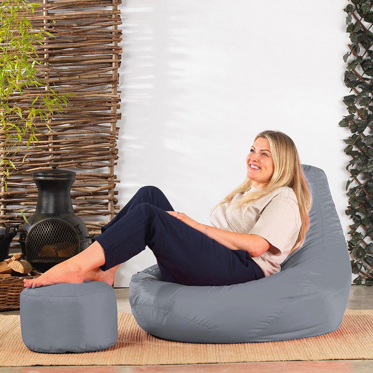 SITZPOUF Klassisch Rund - Grau, Kunststoff (38/20/38cm) - Veeva