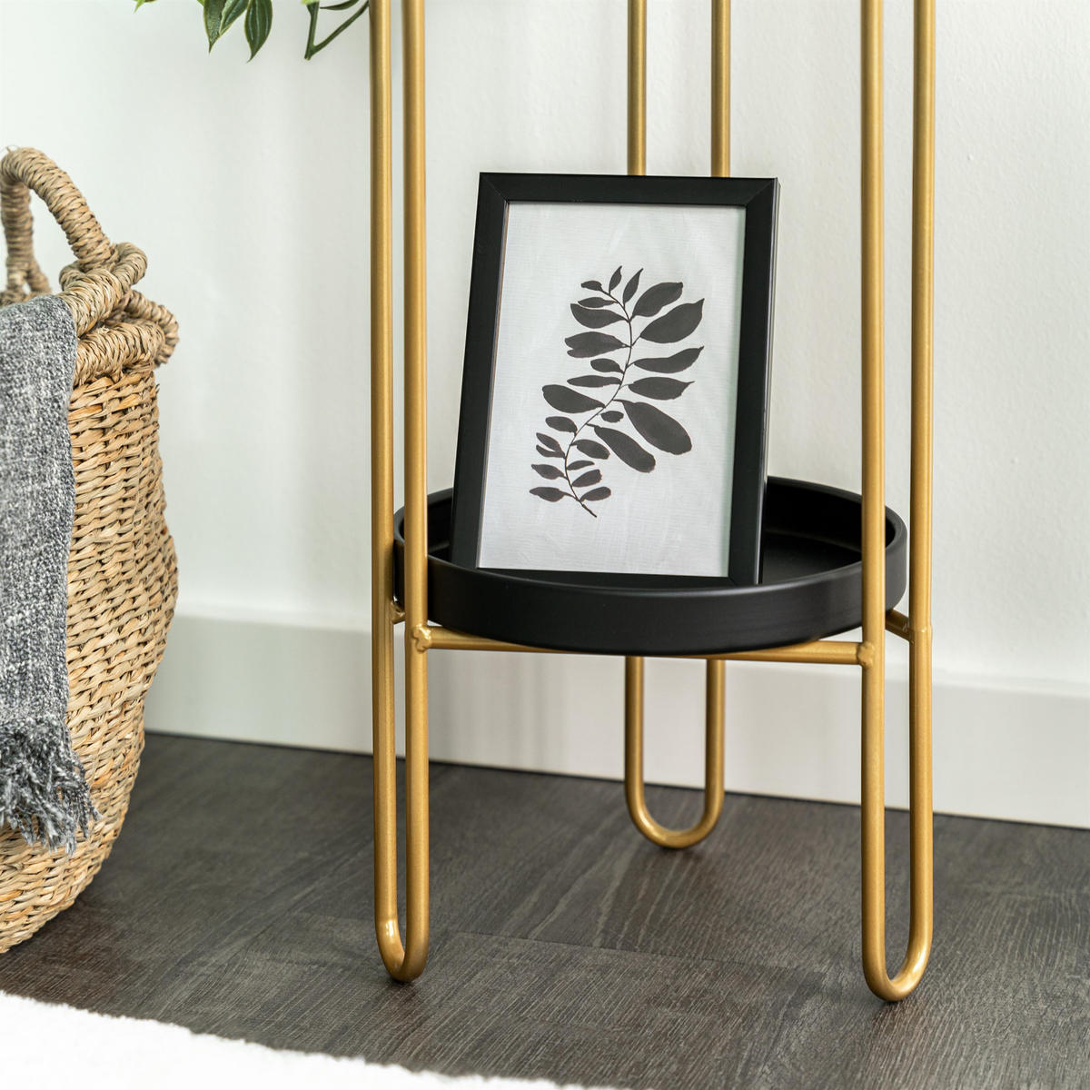 BLUMENHOCKER 2er Set, schwarz, Metall - Goldfarben, Metall (24.7/24.7/83cm) - bremermann