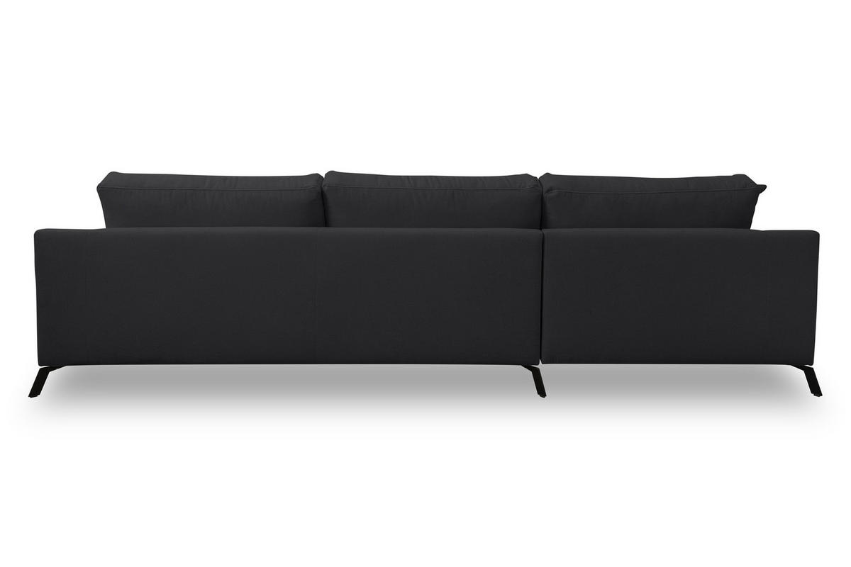 ECKSOFA Aspen in L-Form, Coach Farbe: Schwarz, Velourstoff, Ottomane Links - Schwarz, Textil (187/312cm) - VENASI MÖBEL