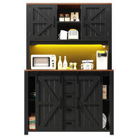 BUFFETSCHRANK Schwarz 115/40/174.7 cm - Schwarz, Holz (115/174.7/40cm) - PANGIVO