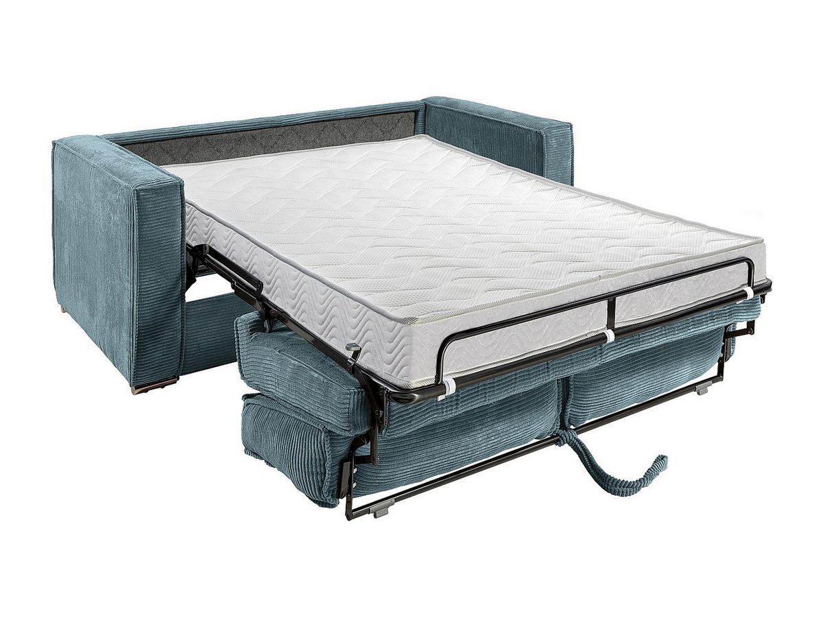 SCHLAFSOFA - 4 Personen - samt - türkisblau Loreto - Türkis, Textil (215/90/223cm) - Vente-Unique