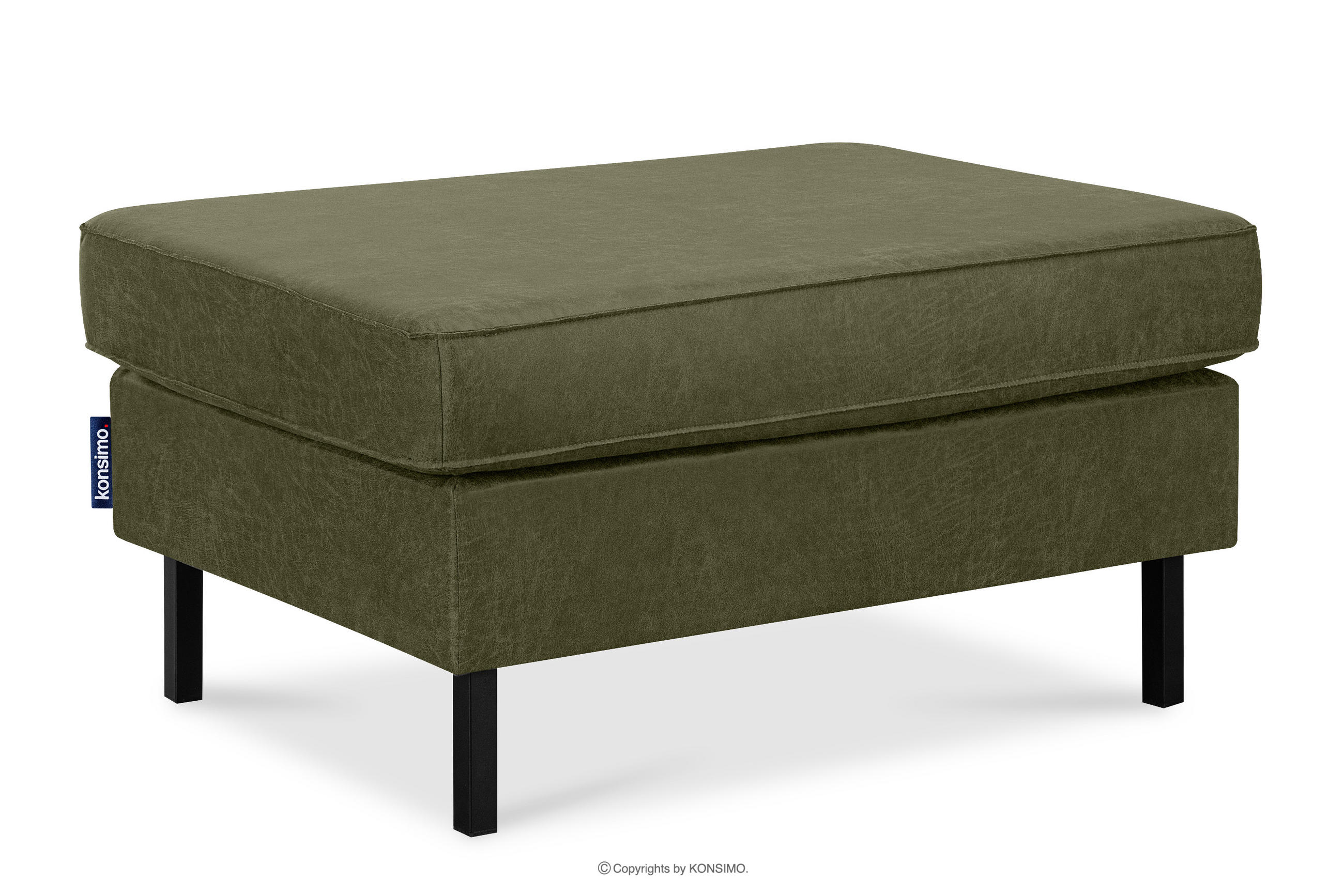 HOCKERSTUHL INVIA auf hohen Metallbeinen vintage, Lederoptik-Stoff, Grün - Schwarz/Grün, Textil (93/48/70cm) - KONSIMO®