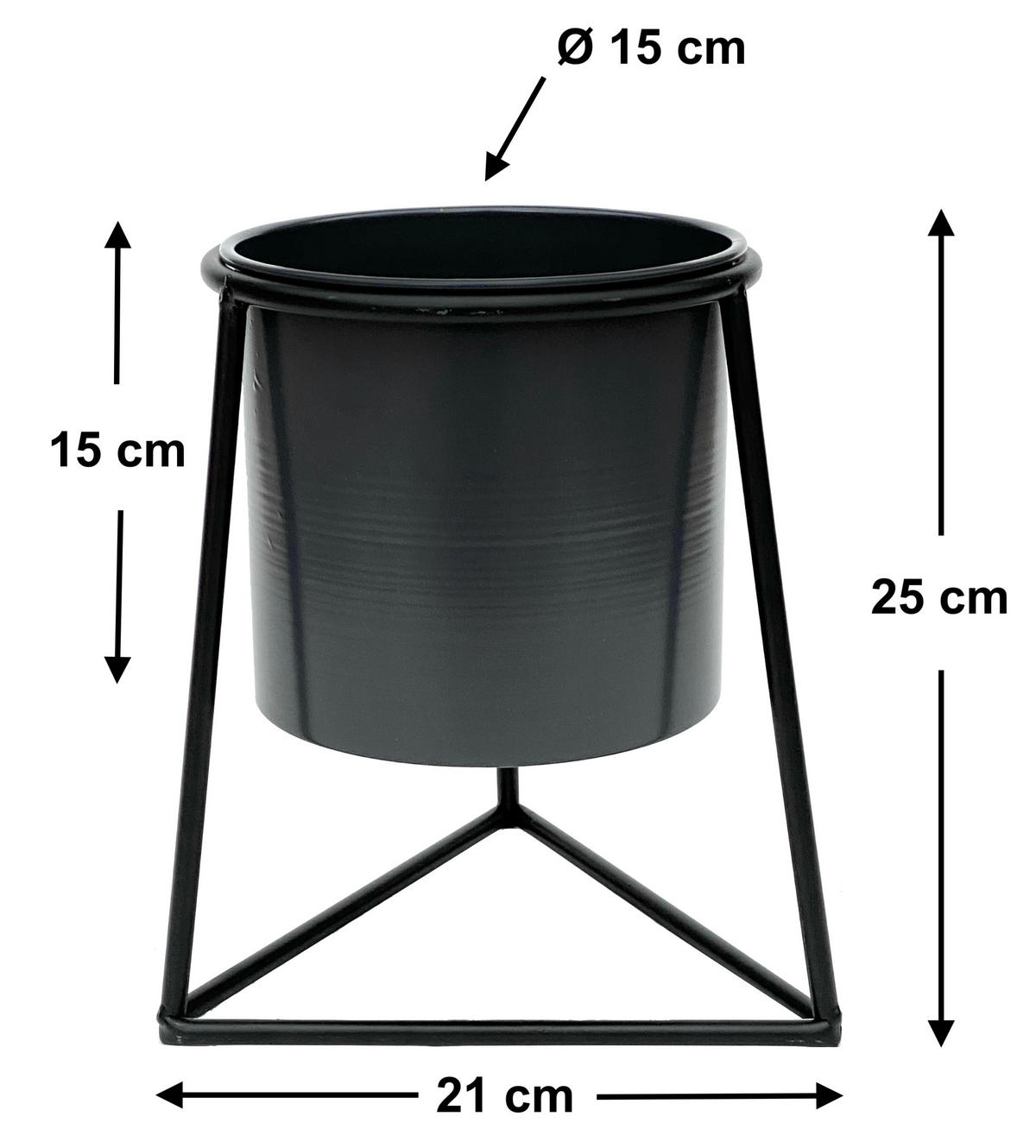 BLUMENSTÄNDER Metall Schwarz/Dunkelgrau 21/21/25 cm - Schwarz, Metall (21/25/21cm) - DanDiBo