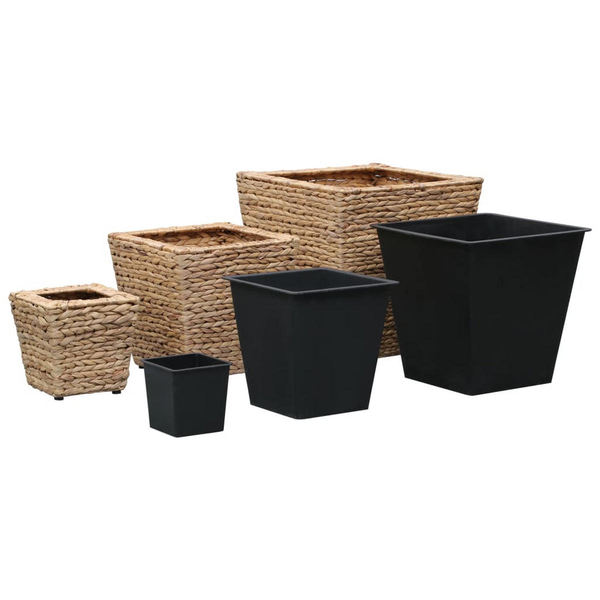 BLUMENKÜBEL 3er set Wasserhyazinthe - Braun, Naturmaterialen (40/40/40cm) - vidaXL