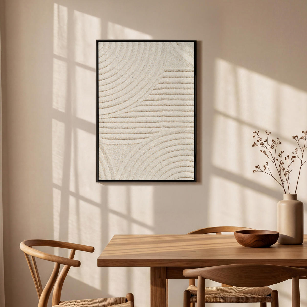 LEINWAND Bilder mit Rahmen - Muster - Abstrakt - Weiß - 60x90 - Beige, Textil (60/90cm) - MuchoWow