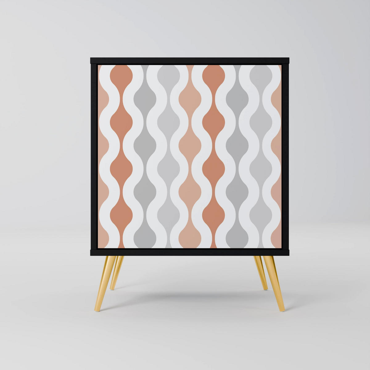SIDEBOARD HAZY NOSTALGIA, Schwarz, 57,5x42x70,5 cm, Schwarze Metall-Sternfüße - Multicolor/Schwarz, Holzwerkstoff/Metall (57.5/70.5/42cm) - SpaceRebels