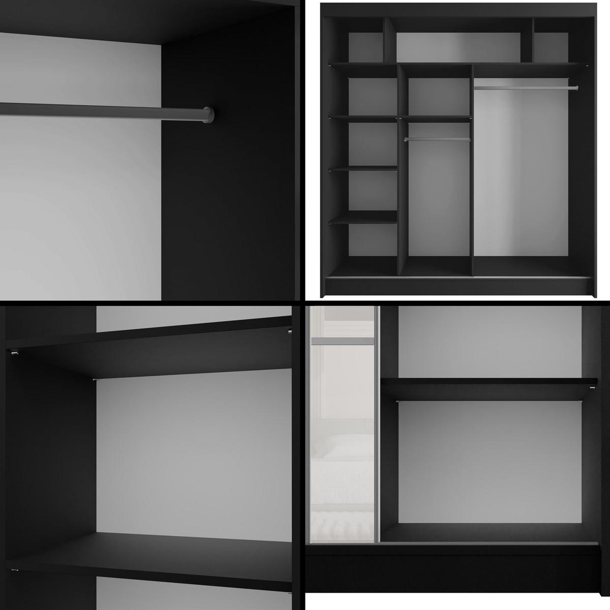 KLEIDERSCHRANK PEKA III - 200 cm - Schwarz|Weiß - Schwarz/Weiß, Holzwerkstoff (200/215/61cm) - ALTDECOR