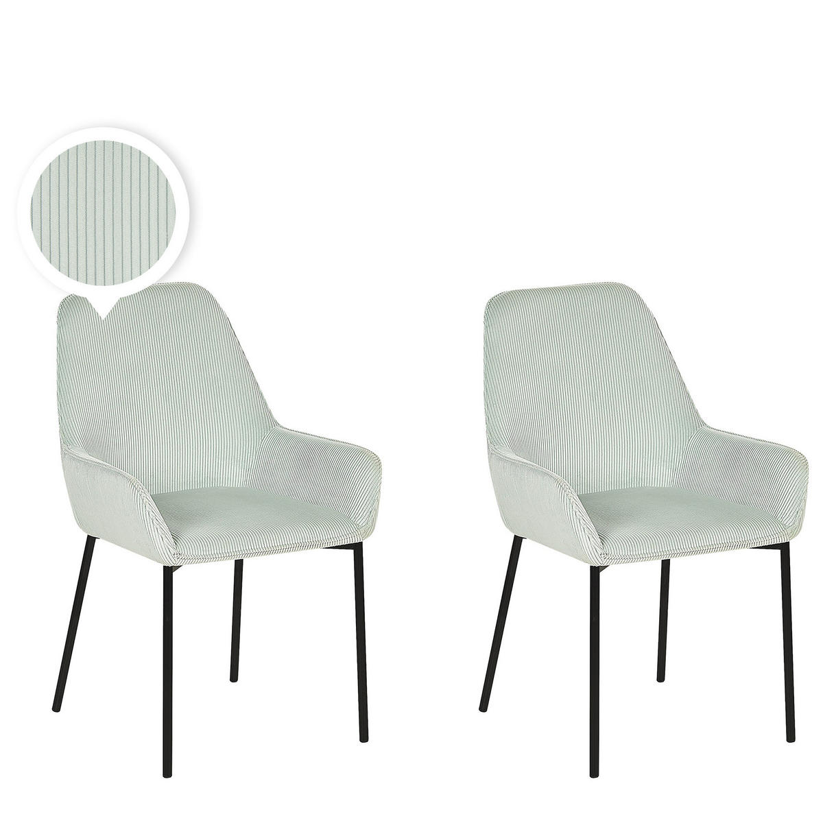 STUHL 2er-Set Cord Grün Loverna - Grün, Textil/Metall (56/89/59cm) - Beliani