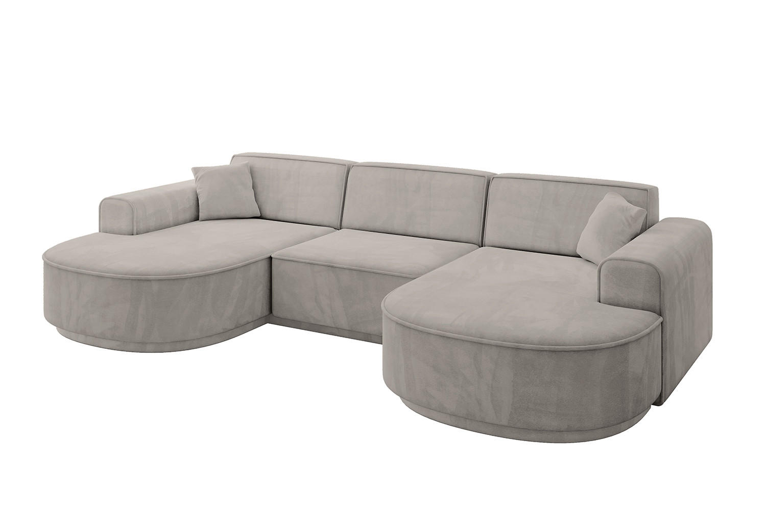 WOHNLANDSCHAFT MARI-U1-v3 - 303x171x83 cm Hellbraun Velours - Hellbraun/Schwarz, Holzwerkstoff/Kunststoff (303/83/171cm) - ALTDECOR