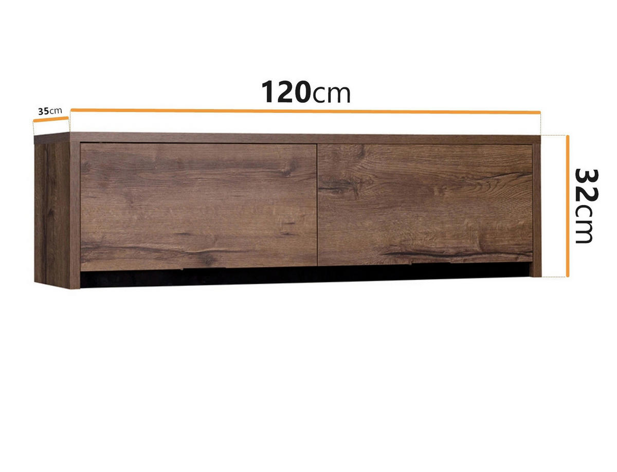 HÄNGESCHRANK Martin 120 cm - Schwarz Hochglanz/Schwarz, Holzwerkstoff/Metall (120/32/35cm) - Ravio