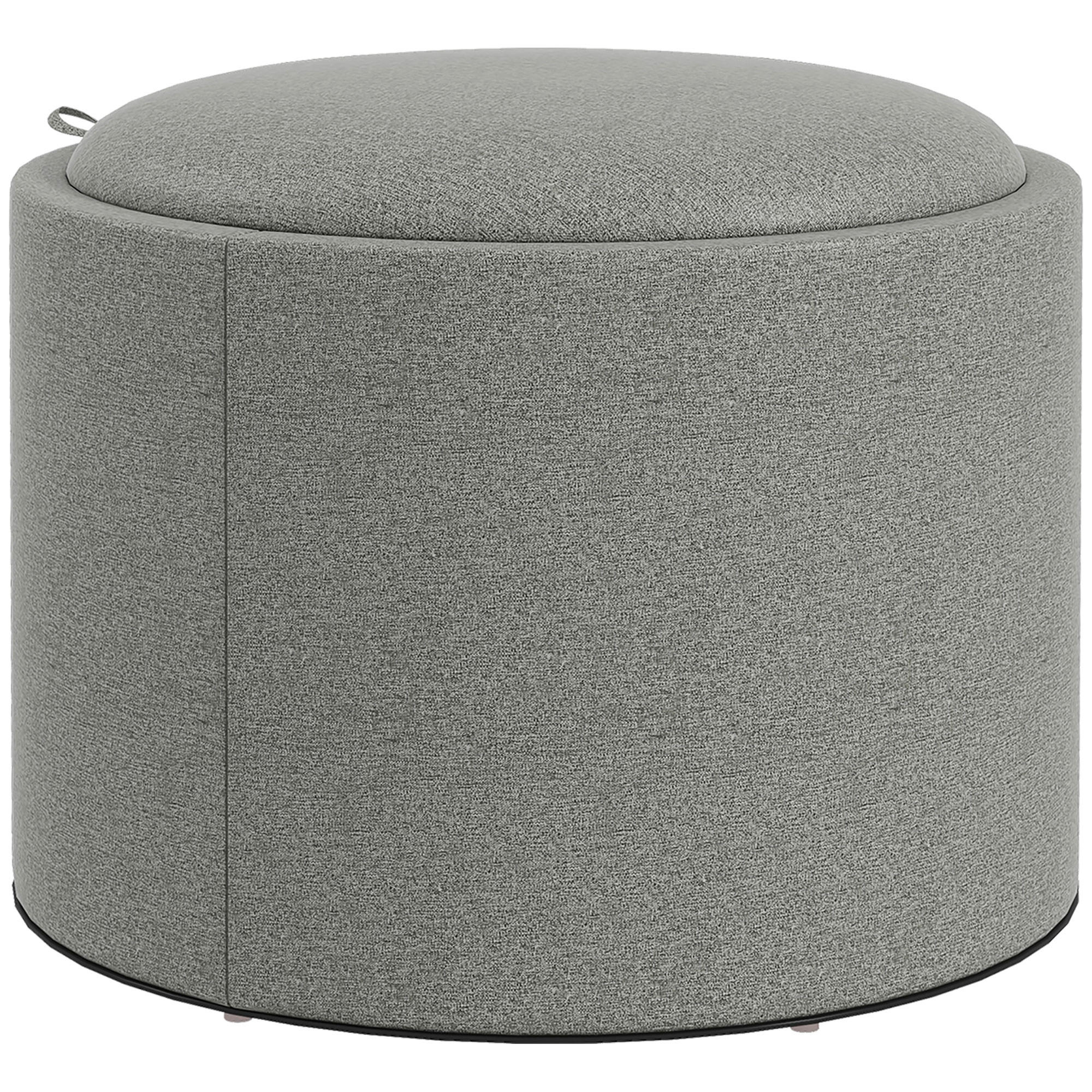 OTTOMANE Runder Sitzhocker Polsterhocker mit Stauraum, Klappdeckel, Grau - Grau, Textil (56/42/56cm) - HOMCOM