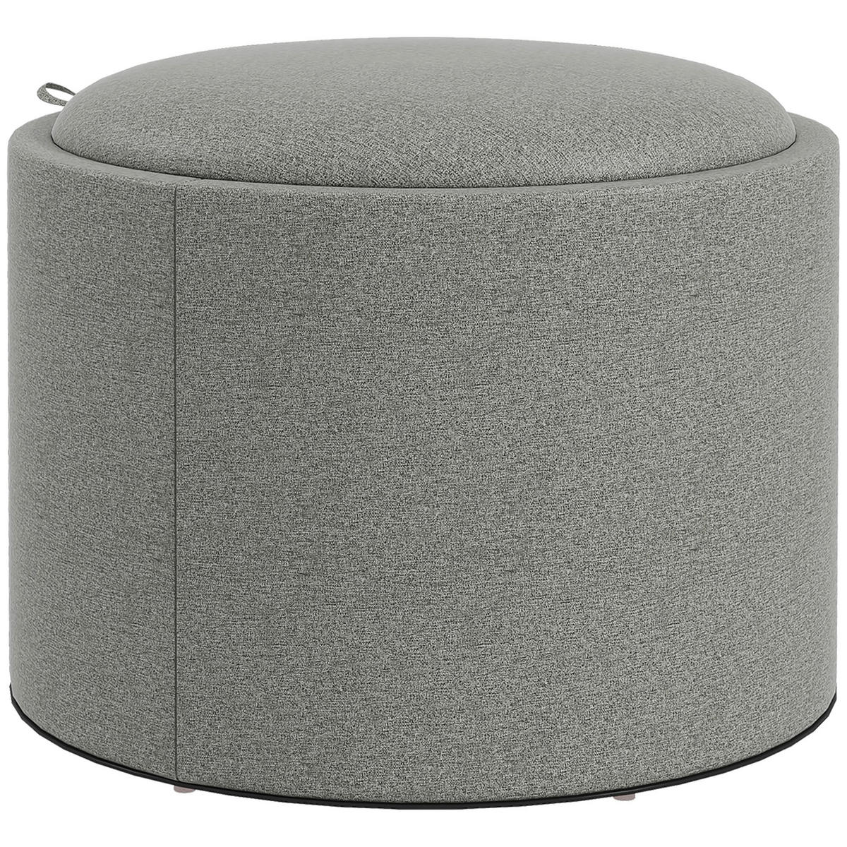 OTTOMANE Runder Sitzhocker Polsterhocker mit Stauraum, Klappdeckel, Grau - Grau, Textil (56/42/56cm) - HOMCOM