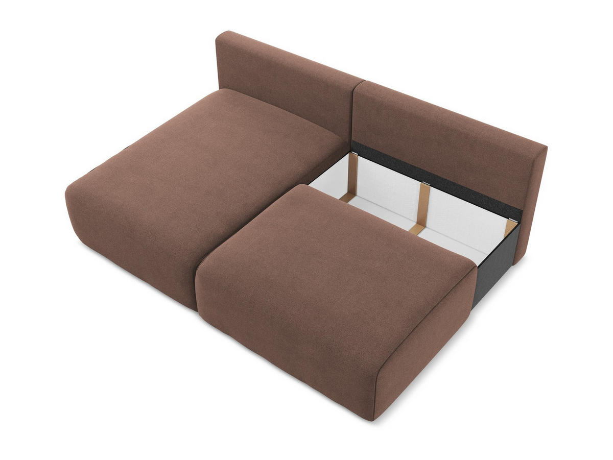 ECKSOFA mit Schlaffunktion links Strukturstoff Stoff Pink - Pink/Hellrosa, Kunststoff/Textil (149/210cm) - Makamii