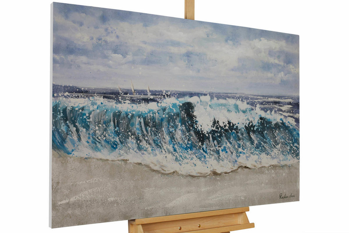 ACRYLBILD HANDGEMALT 120/80 cm - Blau, Holz/Textil (120/80cm) - KUNSTLOFT