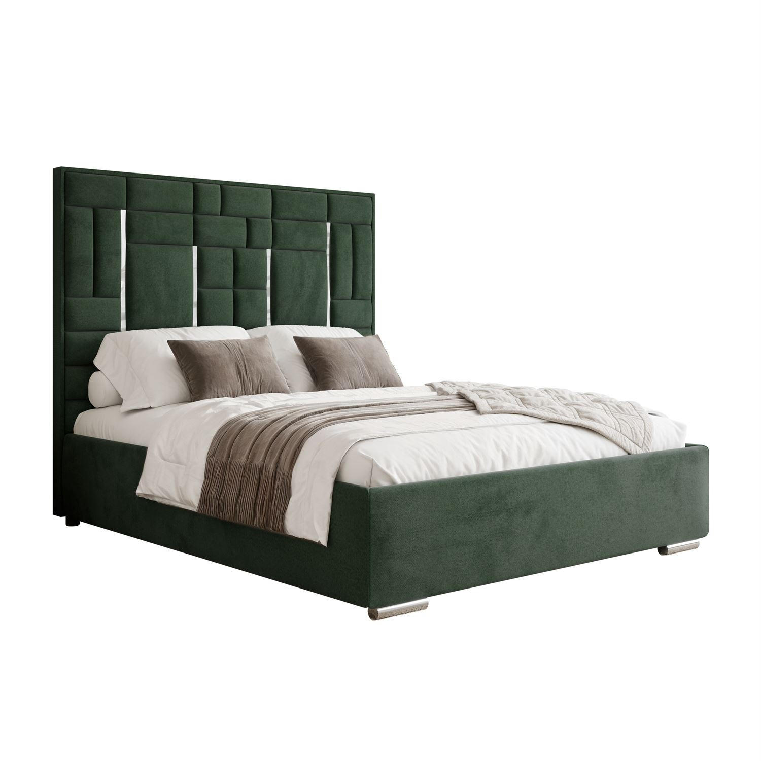 POLSTERBETT BRIGITTE SILVER mit Bettkasten 140x200 cm Element 12 - Grün, Textil (140/200cm) - Lookway