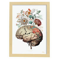 POSTER Anatomie Gehirn A3 Rahmen Aus Hellem Holz - Beige, Papier (29.7/5/42cm) - Nacnic