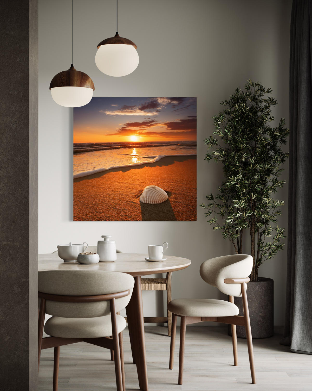 WANDBILD muscheln natur - Orange, Textil (50/50cm) - Feeby