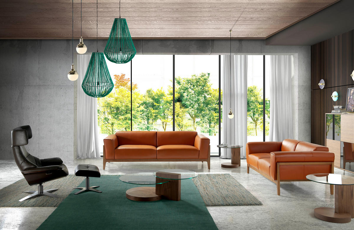 COUCHTISCH Runder Glas , Walnuss 120/80/38 cm - Transparent/Nussbaumfarben, Glas/Holz (80/120/38cm) - ANGEL CERDA