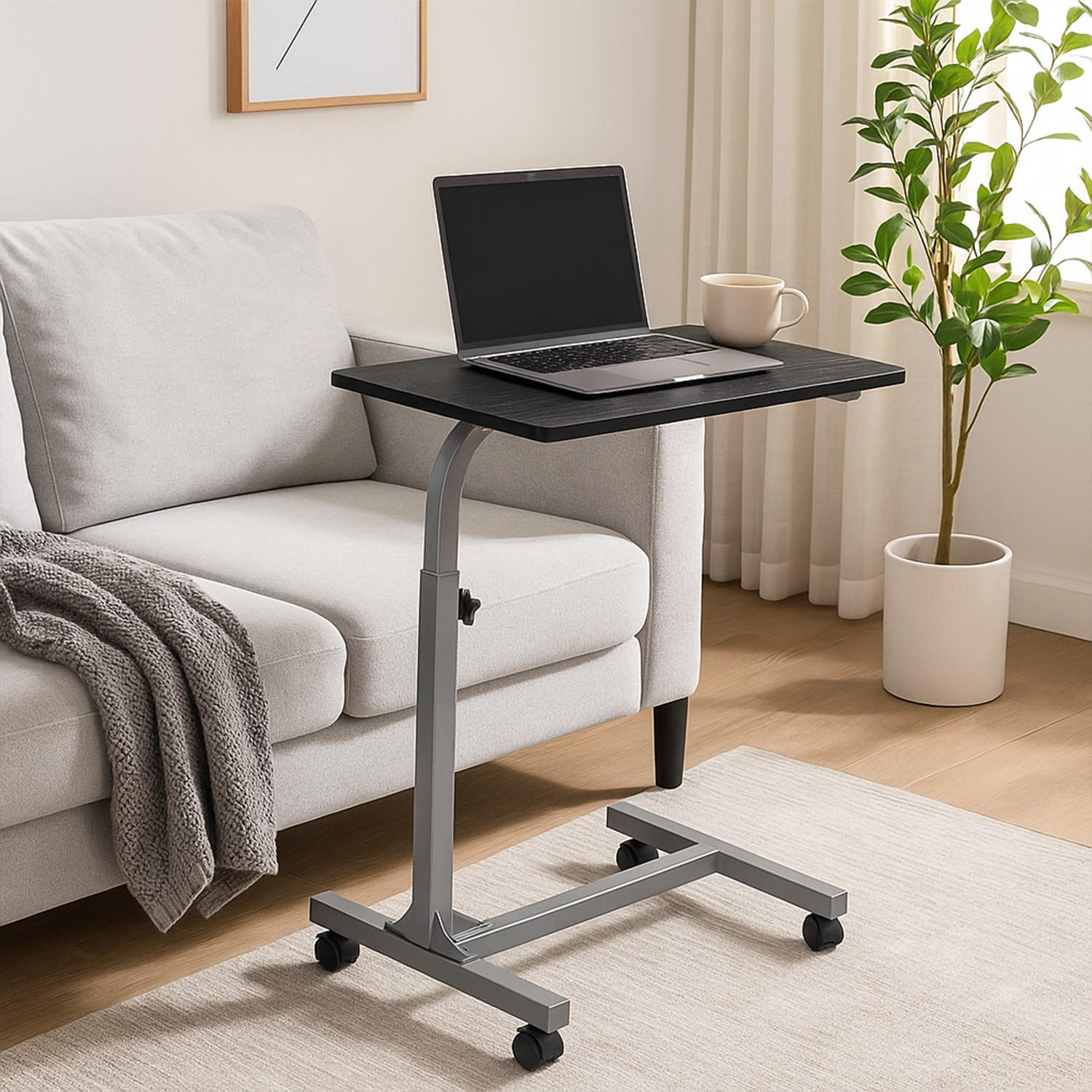 BEISTELLTISCH in Metall - Schwarz, Holzwerkstoff/Metall (48/37/79cm) - Meubles Cosy