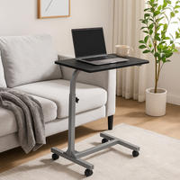 LAPTOP-BEISTELLTISCH, höhenverstellbar, mit 4 Rollen, für Bett und Sofa, Silber - Schwarz, Holzwerkstoff/Metall (48/37/79cm) - Meubles Cosy