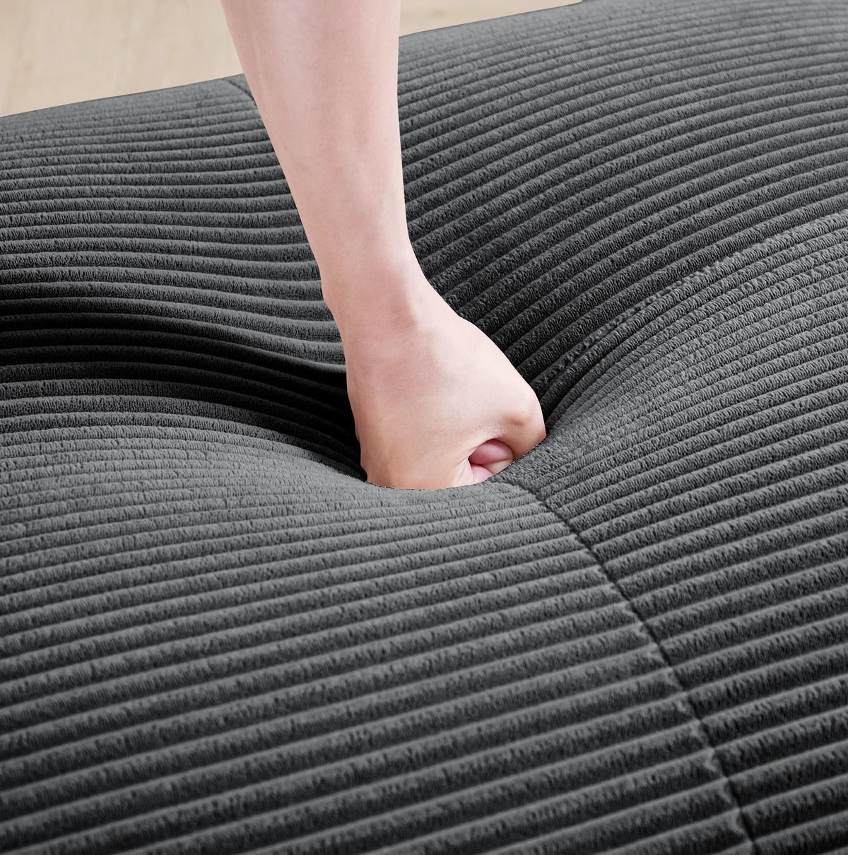 ECKSOFA 298/178/70 cm in Grau aus Cordstoff, modular und montagefrei - Grau, Textil (178/298cm) - Flora Grace
