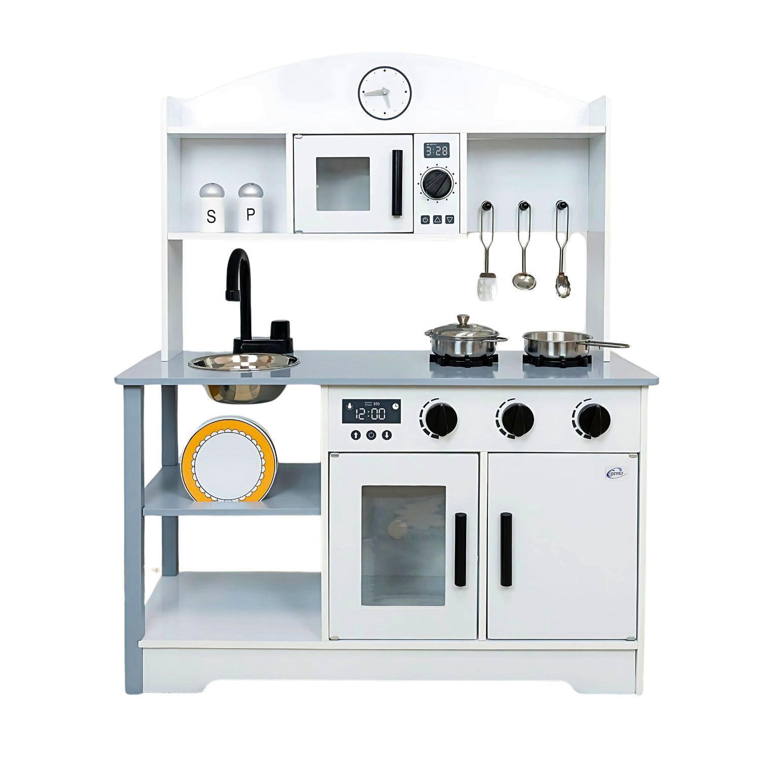 SPIELKÜCHE ELLA mit Zubehör 68/26/82 cm - Grau, Holz (68/26/82cm) - Coemo