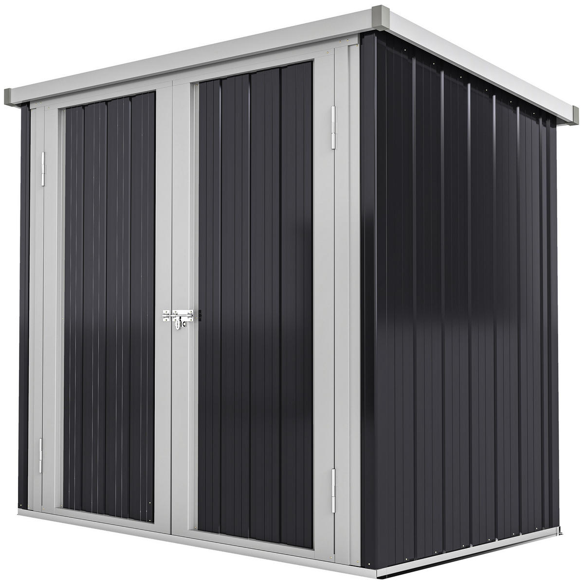 GERÄTEHAUS DE-16828 Metall-Box mit 2 Türen Schwarz/Weiß - Schwarz, Metall (86/134/147cm) - ComfortXL