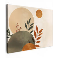 LEINWANDBILD Formen - Rund - Blätter - Beige Wandbilder 80x60 cm - Rostfarben, Textil (80/60cm) - MuchoWow