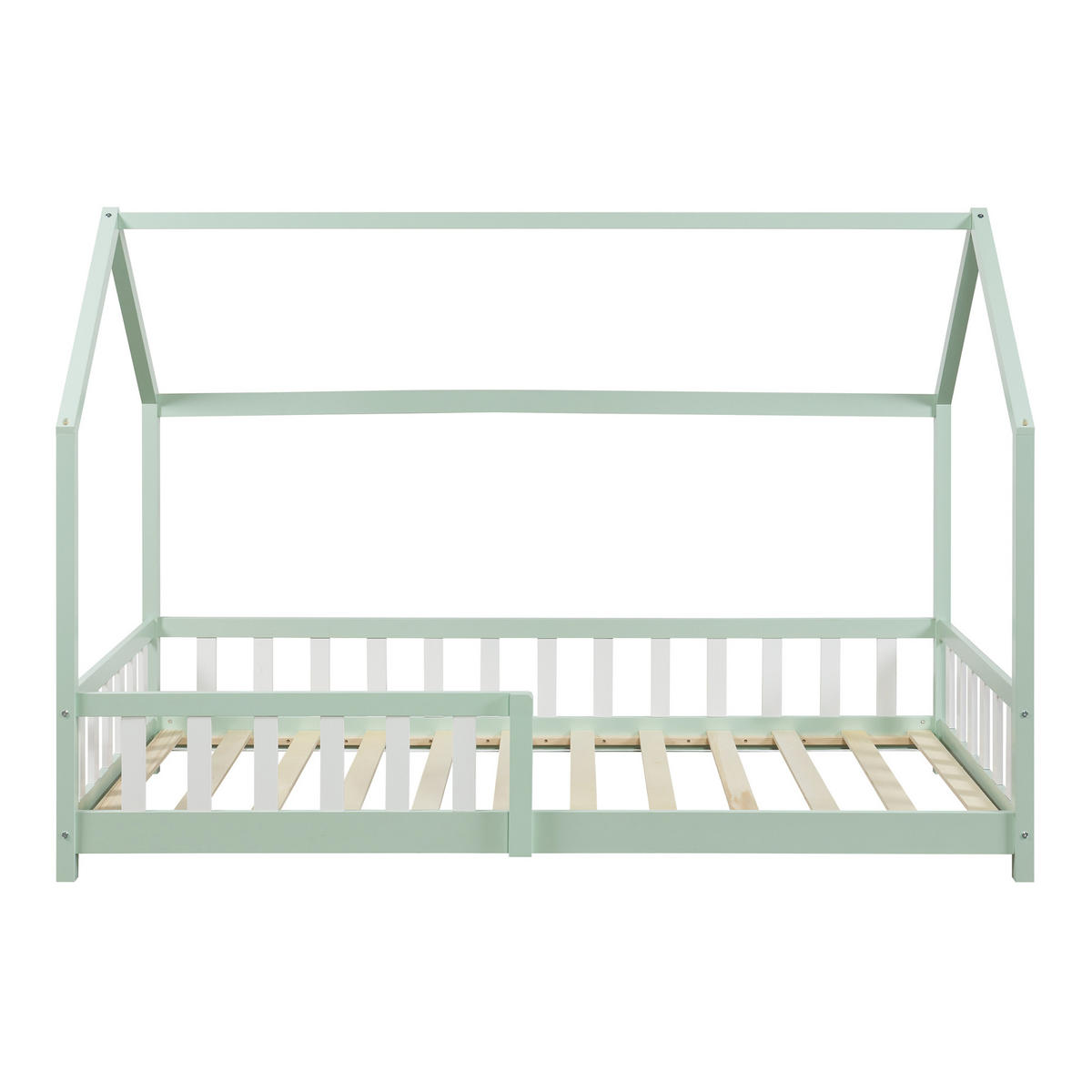 HAUSBETT Hesel - Mintgrün, Holz (90/200cm) - [en.casa]