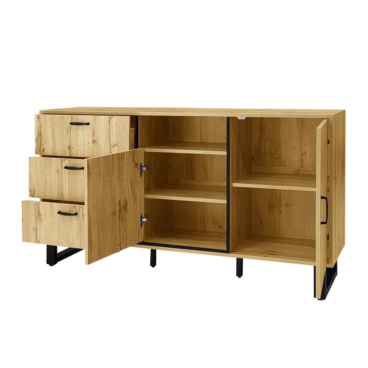 SIDEBOARD Holzeffekt 150/38/77 cm - Braun, Holzwerkstoff/Metall (38/76.5/150cm) - Urban Meuble