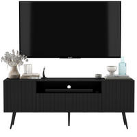 TV-SCHRANK Elpis Schwarz Matt mit Metallbeine Glamour 150 cm - Schwarz, Holzwerkstoff/Metall (150/60.5/36.5cm) - Meble Lindner