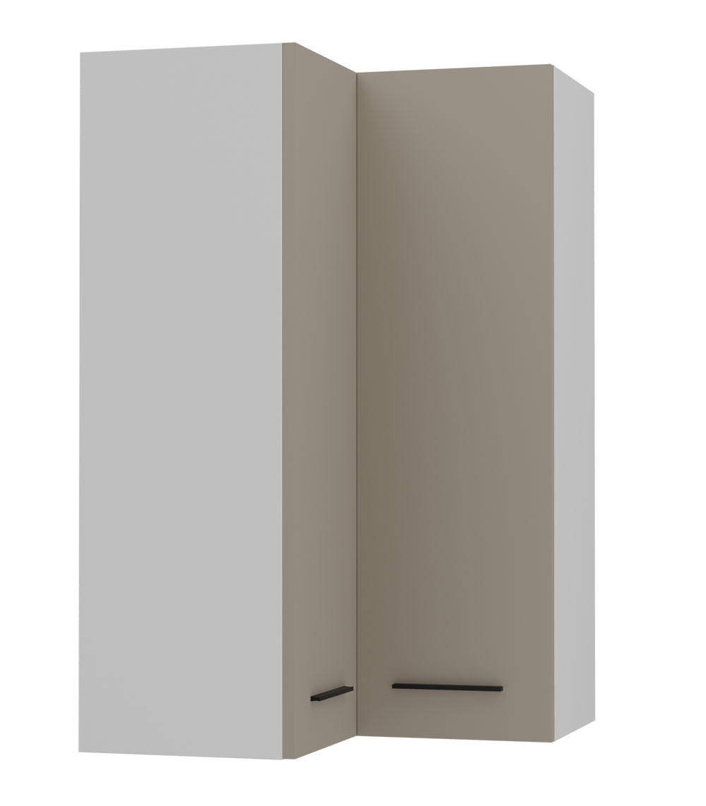 ECKHÄNGESCHRANK Bonn W14/60 weiß / stone grey matt 60 / 60 / 96cm - Graubraun/Weiß, Holz/Holzwerkstoff (60/96/60cm) - Feldmann-Wohnen