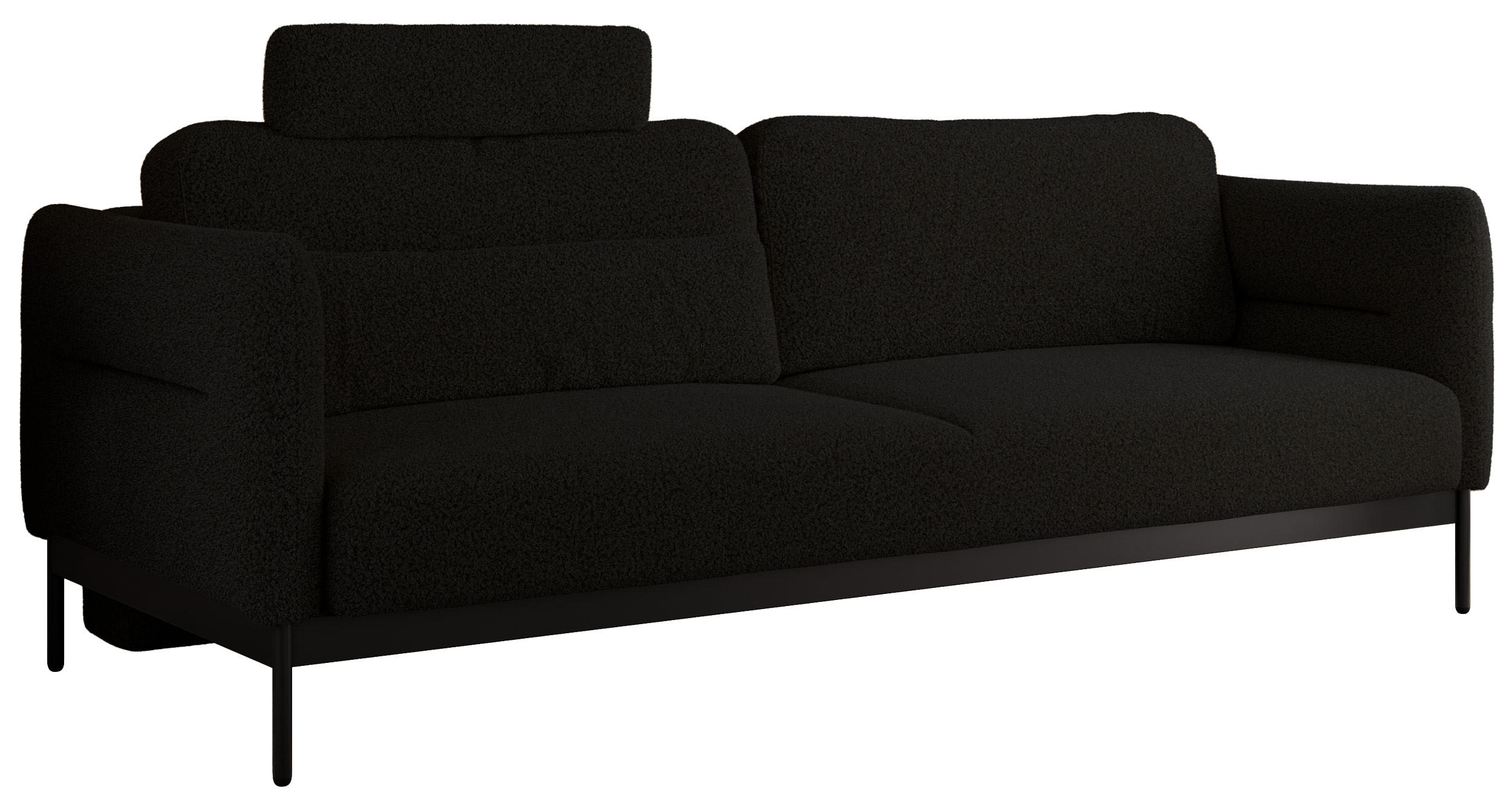 SOFA SALENTO Schwarz Boucle - Schwarz, Textil/Metall (221/82/101cm) - MKS