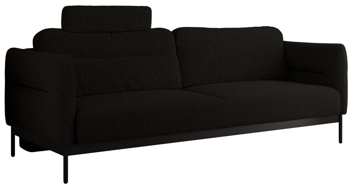 SOFA SALENTO Schwarz Boucle - Schwarz, Textil/Metall (221/82/101cm) - MKS