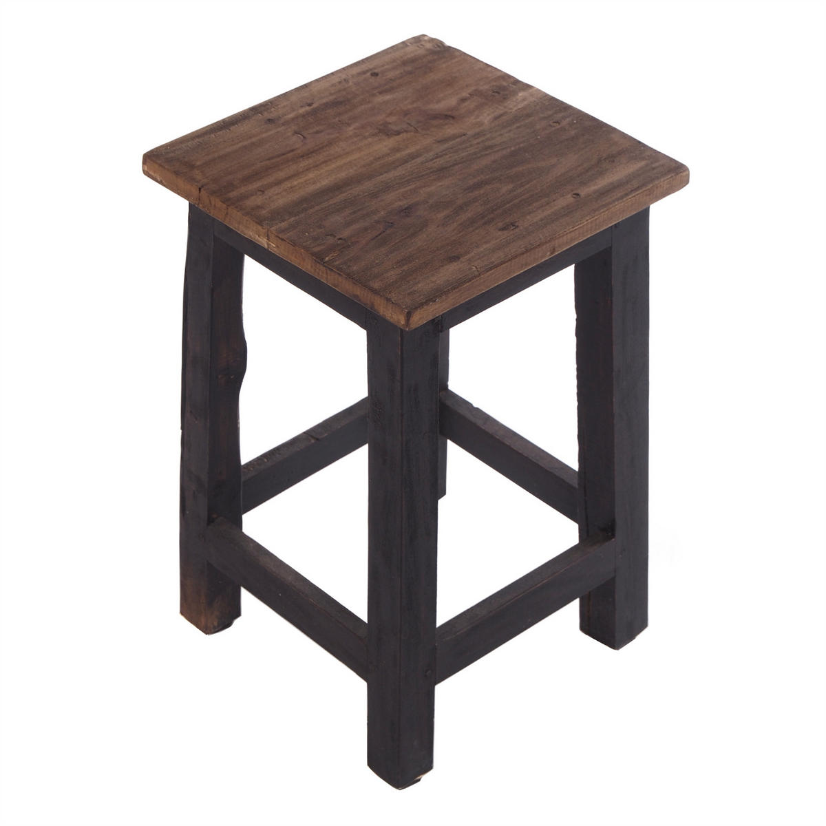 HOCKER MADERO Recyclingholz 04 schwarz-natur - Graubraun, Karton (30/48/30cm) - DESIGN DELIGHTS