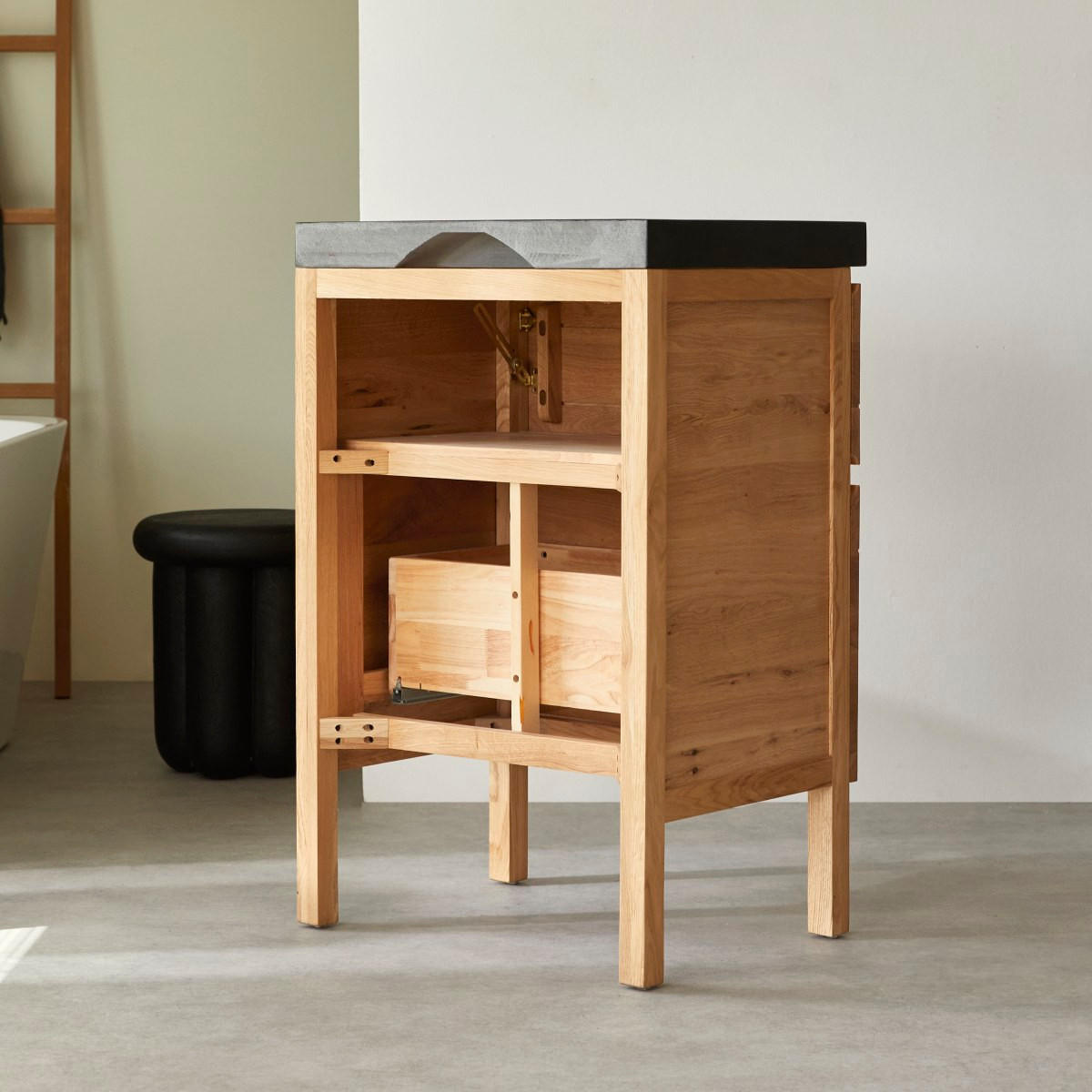 BADEZIMMERMÖBEL Easy Natur aus Eiche - Naturfarben, Holz (60/94/46cm) - Tikamoon